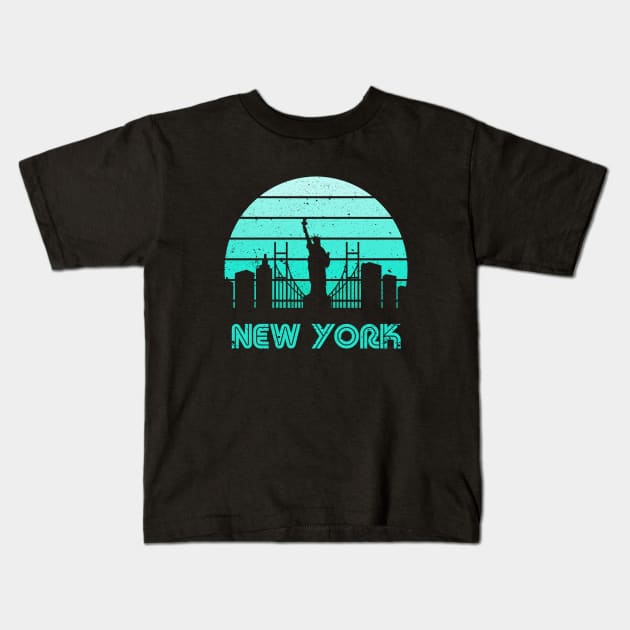Retro Sunset New York Kids T-Shirt by rojakdesigns